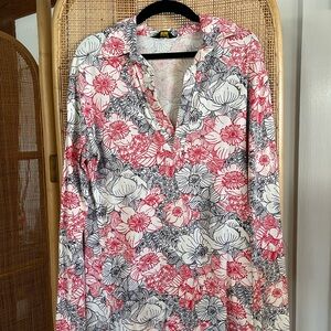 Simon Kent Vintage Red and Black Floral Top